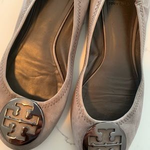 Tory Burch metallic gray ballet flats size 9